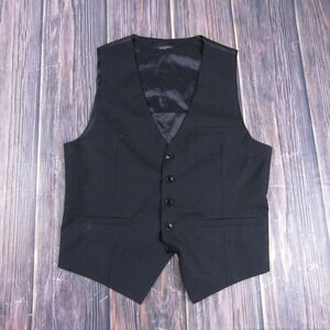 Suit Vest Mens M Black HISDERN 2 Piece Slim Polyester Formal Waistcoat